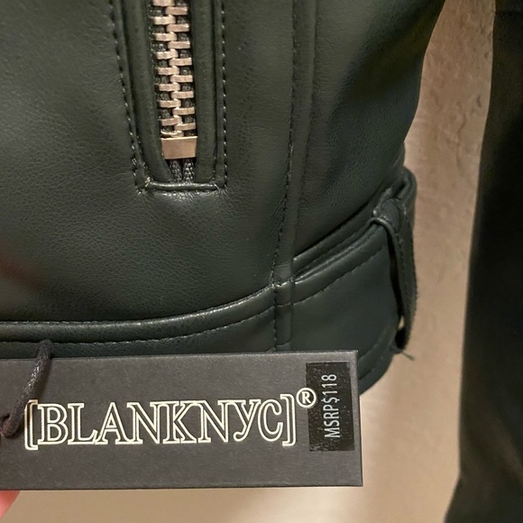 BLANK NYC Green Faux Leather Moto Jacket NEW - Picture 4 of 13